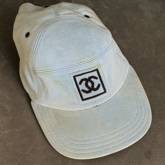 Chanel Vintage Sport Logo Baseball Hat in Baby Blue - Picture 1 of 7